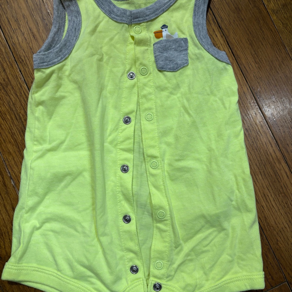 Baby Onesie with Pocket - Neon Yellow and Gray